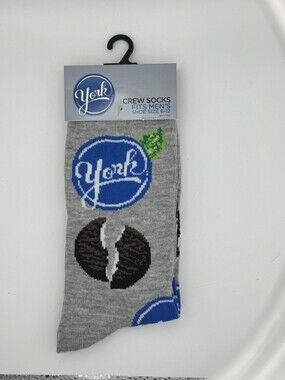 York Peppermint Patties Unisex Crew Socks Size 6-12 NWT Geometric Novelty Socks
